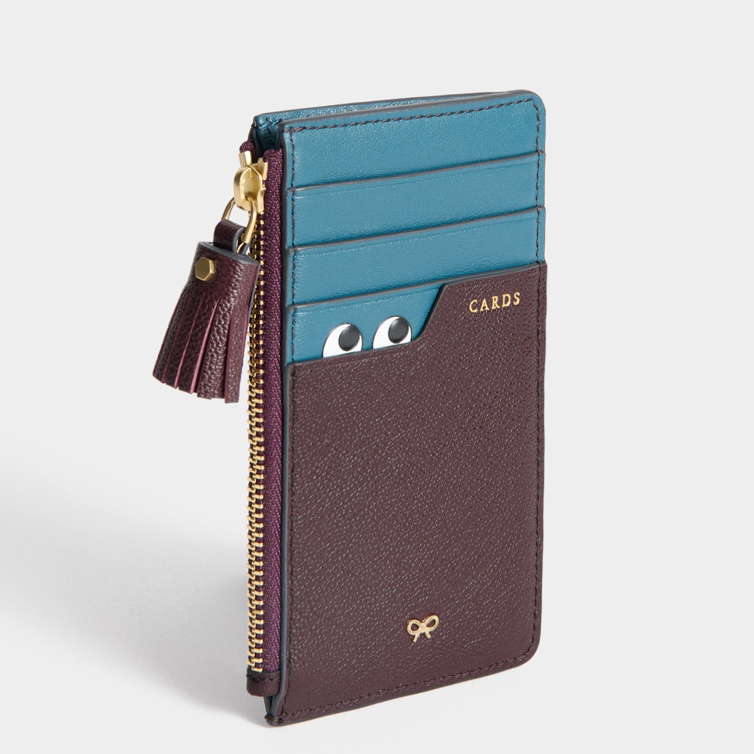 Peeping Eyes Zip Card Case -

          
            Capra Leather in Claret -
          

          Anya Hindmarch EU

