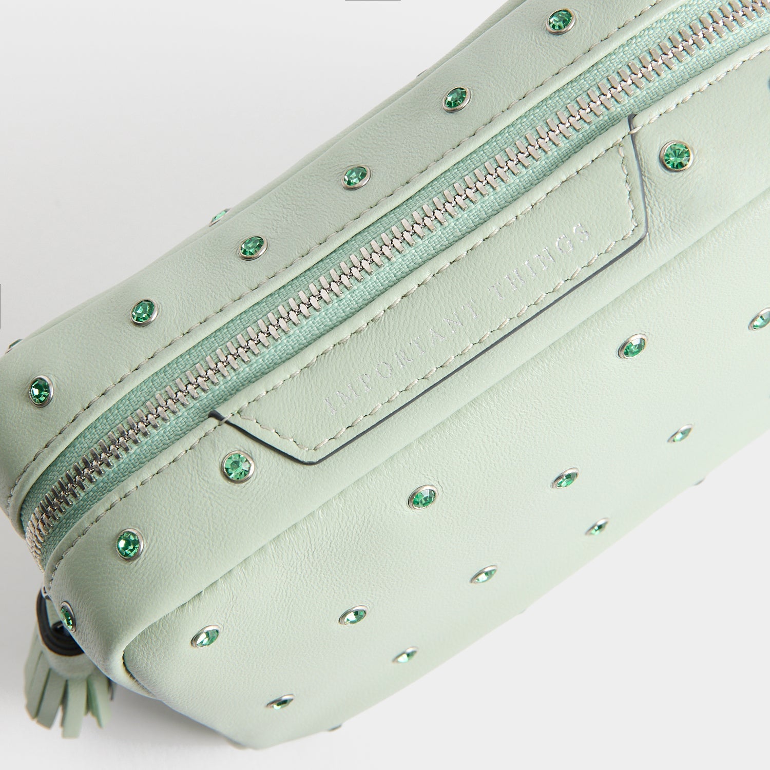 Crystals Important Things Pouch -

          
            Calf leather in Erinite green -
          

          Anya Hindmarch EU
