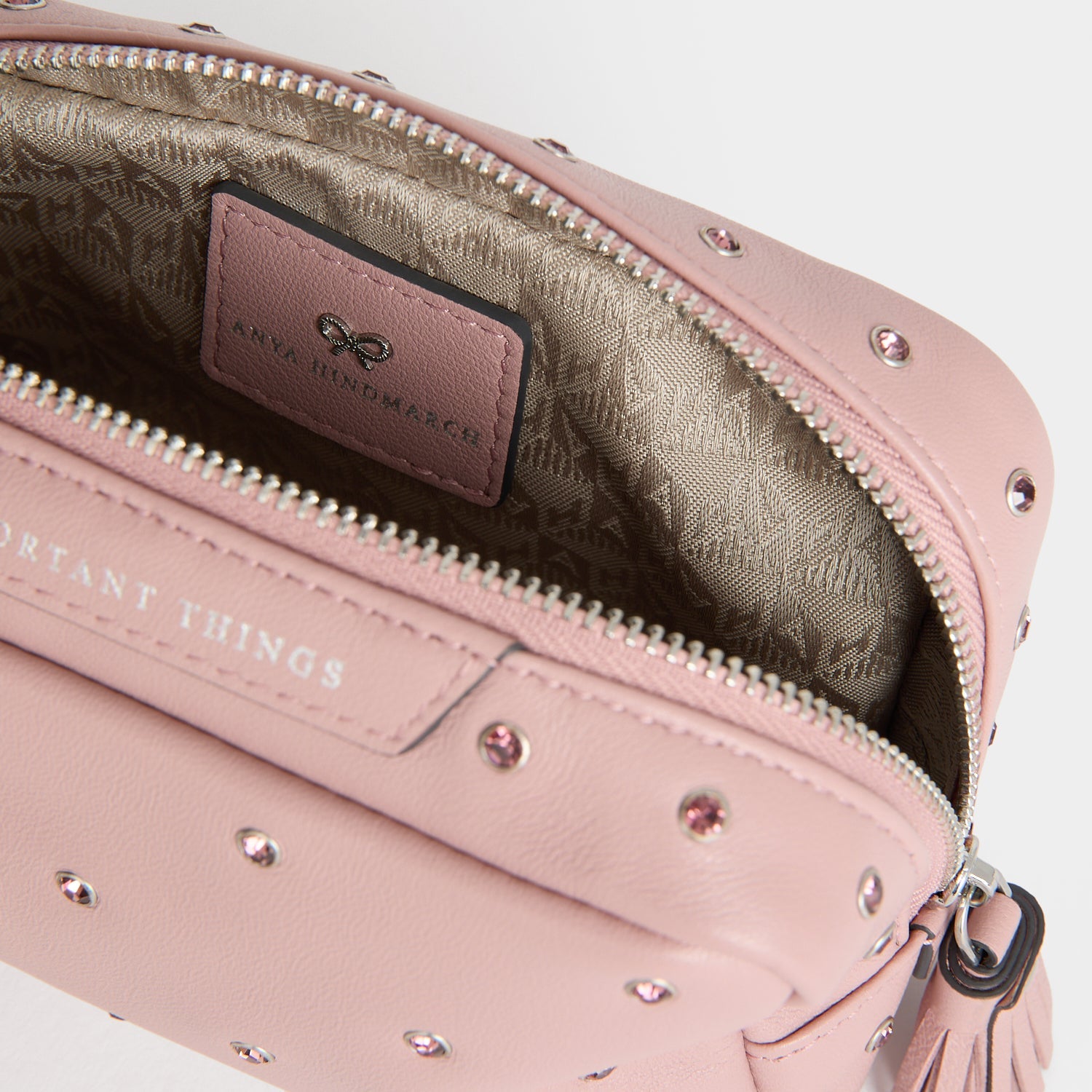 Crystals Important Things Pouch -

          
            Calf leather in Rose -
          

          Anya Hindmarch EU
