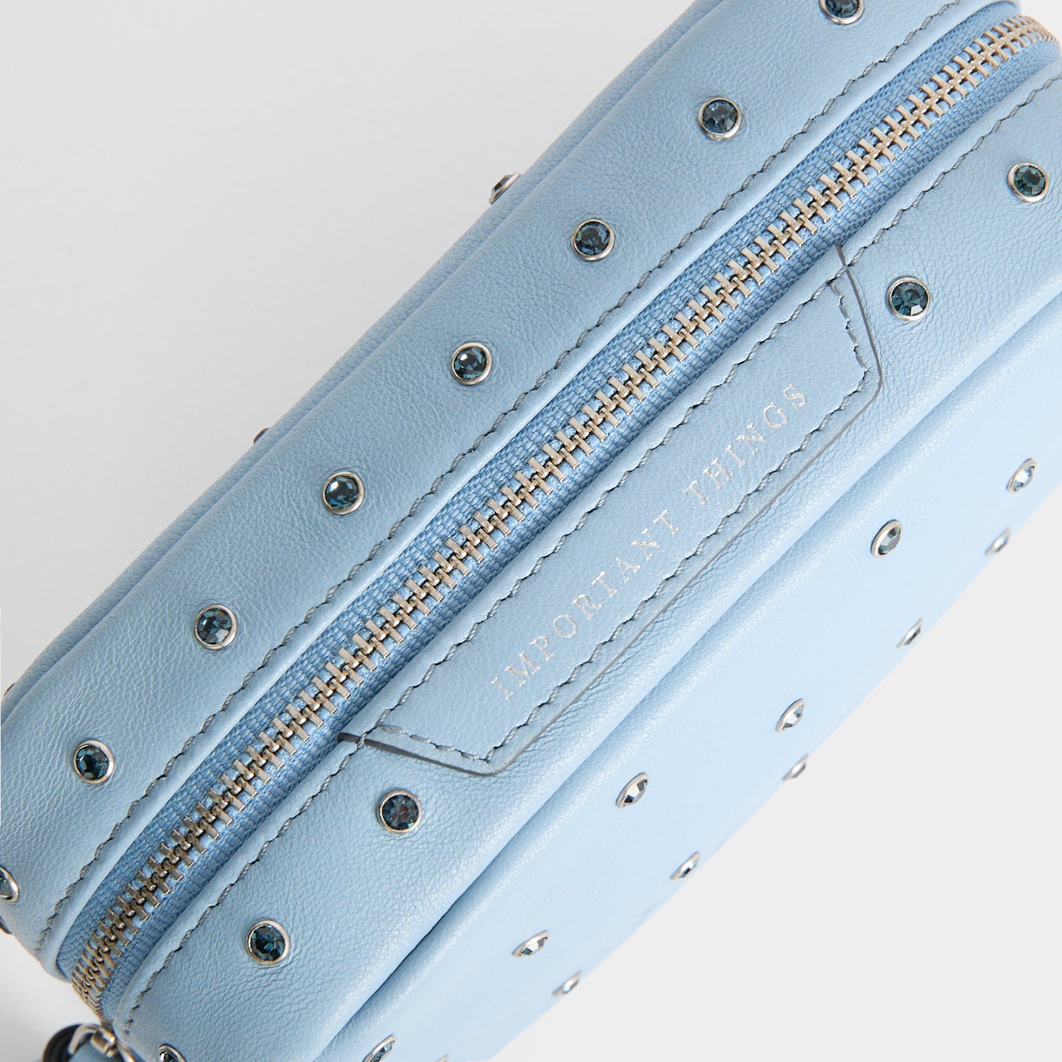 Crystals Important Things Pouch -

          
            Calf leather in School blue -
          

          Anya Hindmarch EU
