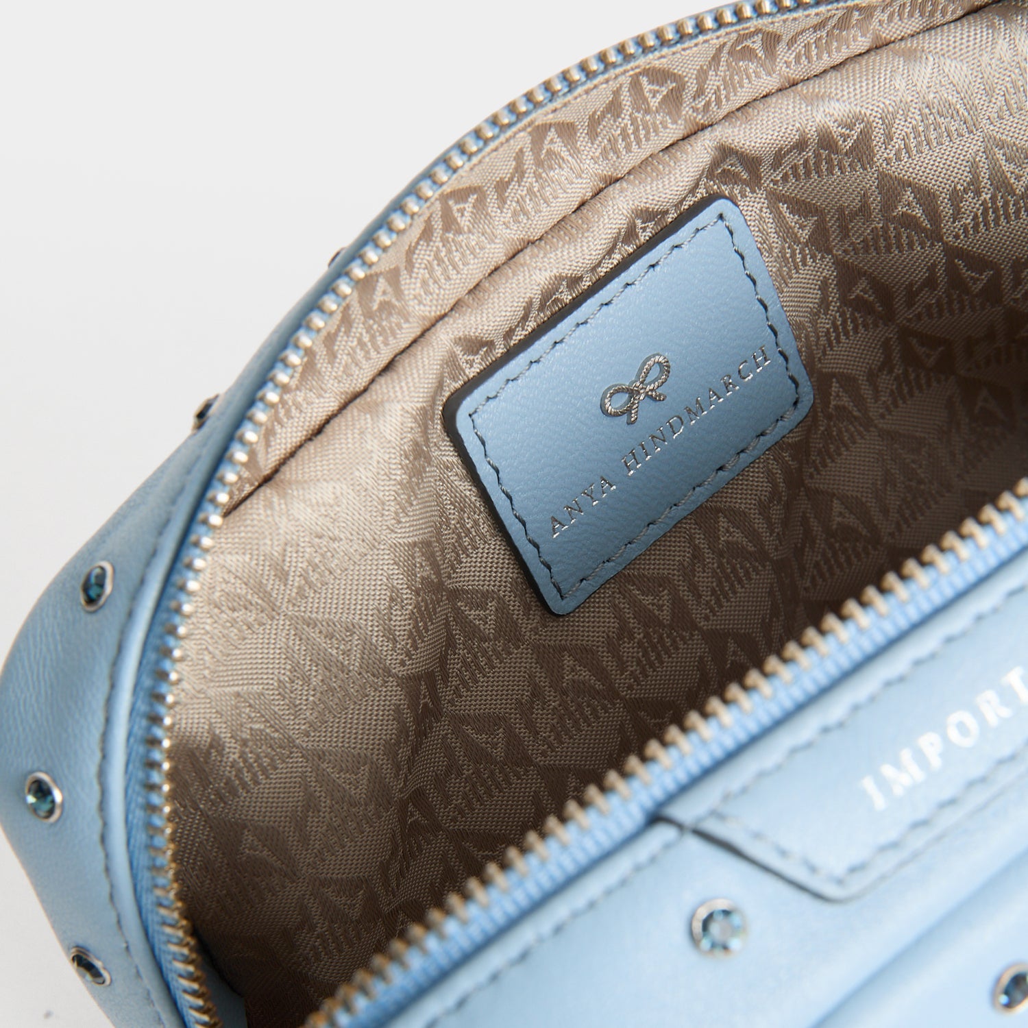 Crystals Important Things Pouch -

          
            Calf leather in School blue -
          

          Anya Hindmarch EU

