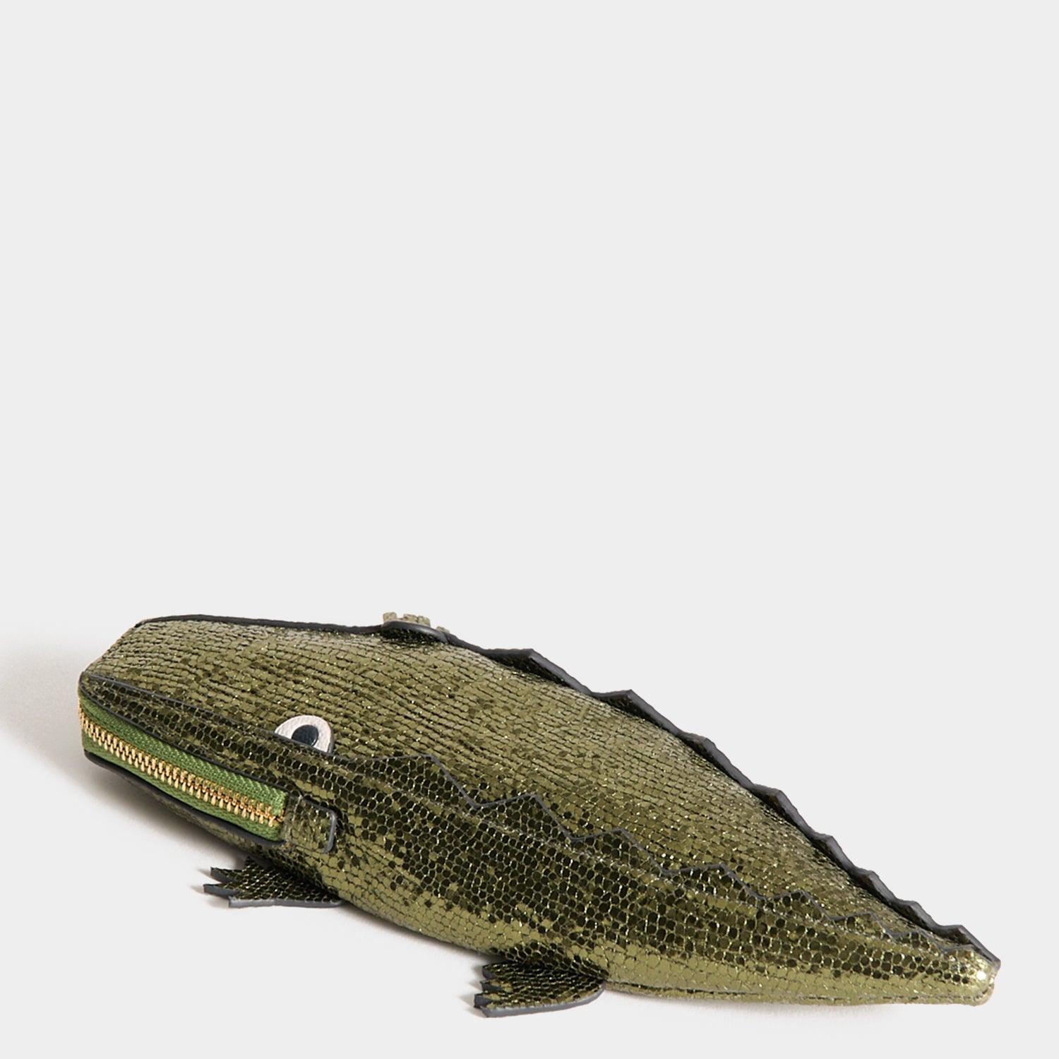 Crocodile Pouch -

          
            Metallic leather in Olive green -
          

          Anya Hindmarch EU
