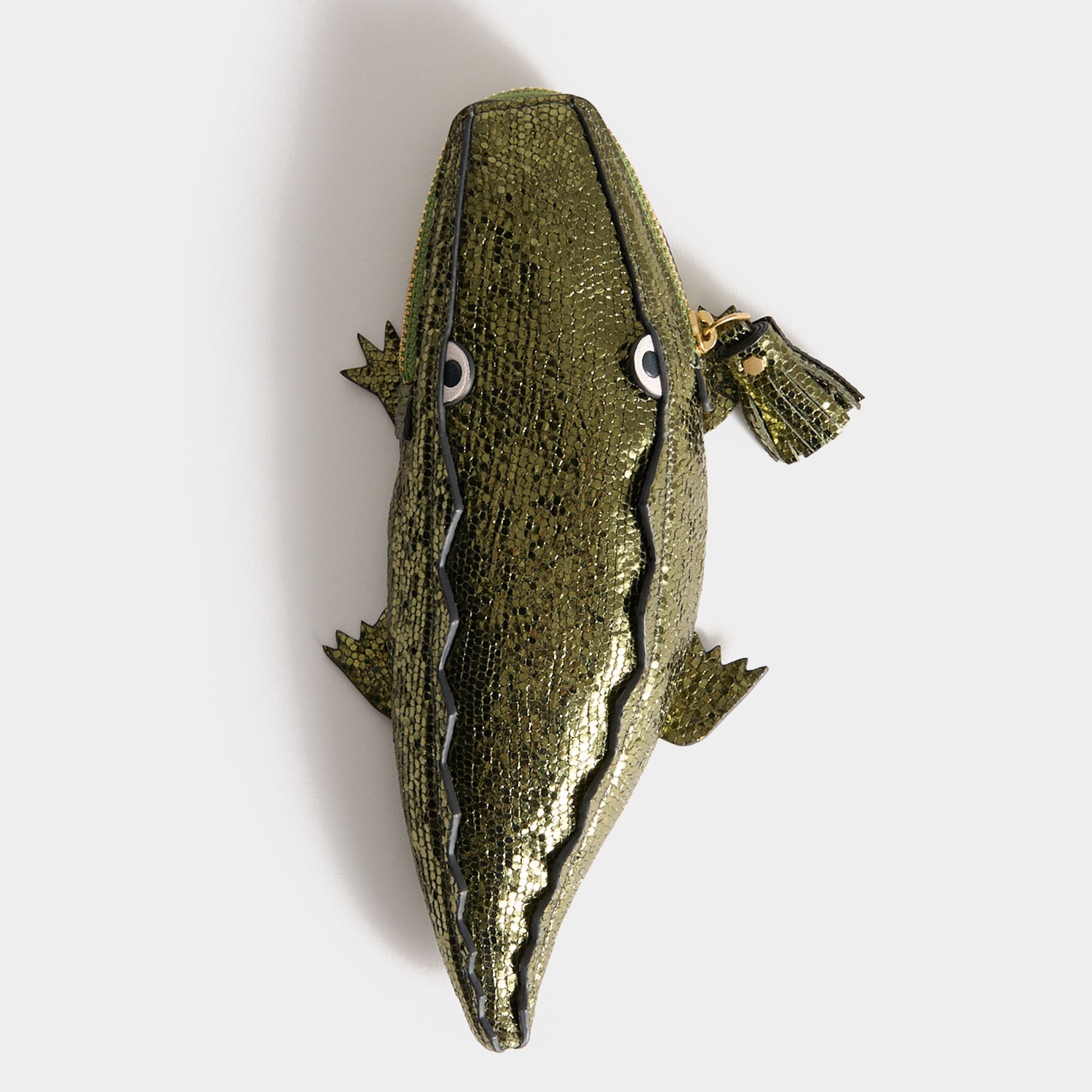 Crocodile Pouch -

          
            Metallic leather in Olive green -
          

          Anya Hindmarch EU
