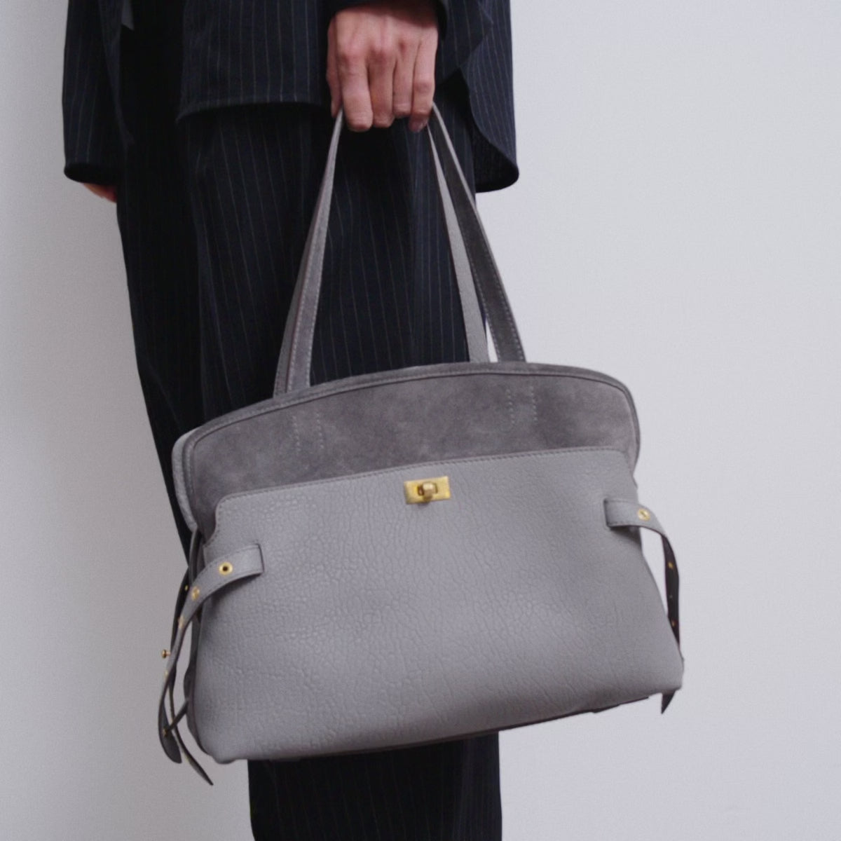 Wilson Eyelet Shoulder Bag -

          
            Suede Leather in Stone Grey -
          

          Anya Hindmarch EU
