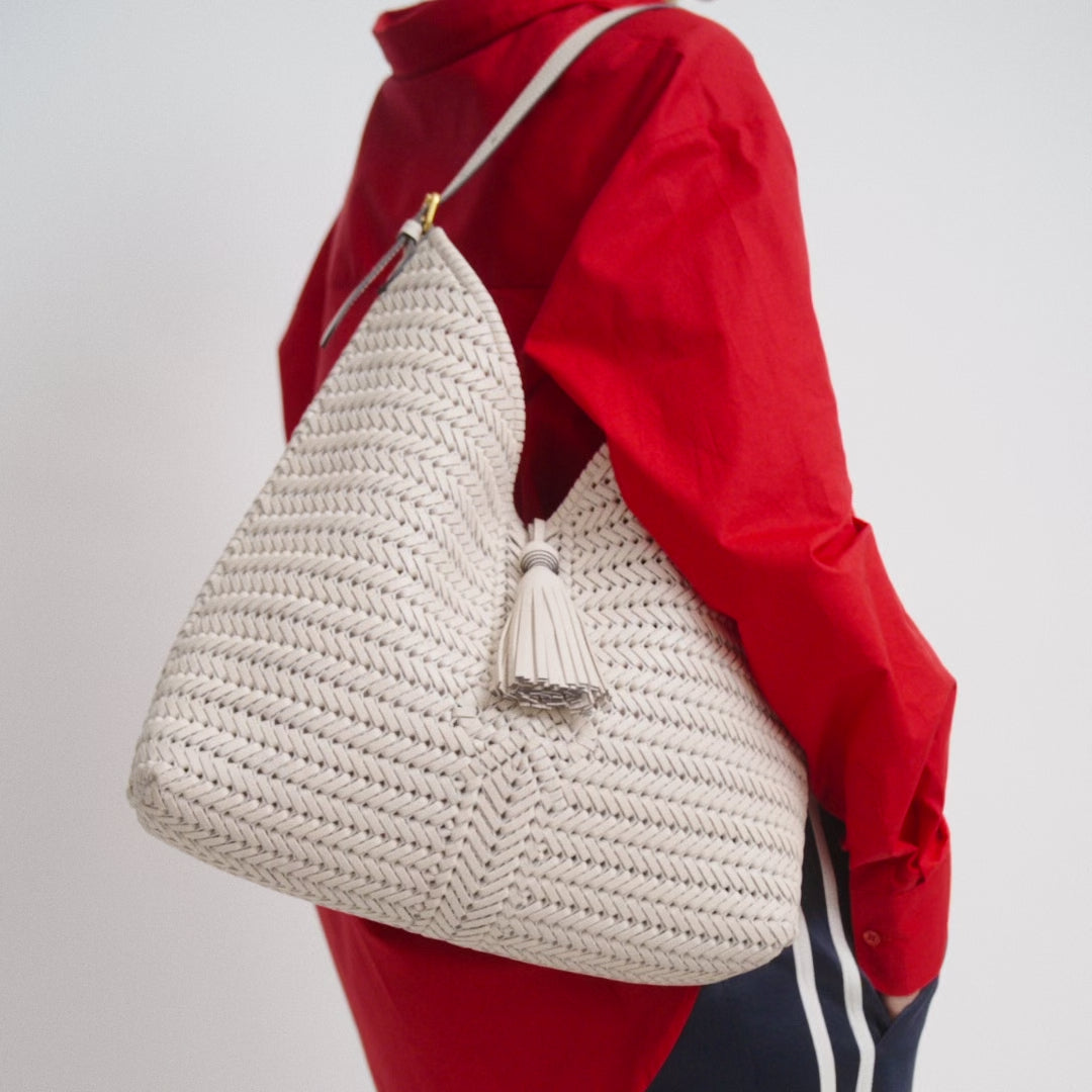 Neeson Tassel Hobo Bag -

          
            Capra Leather in Chalk -
          

          Anya Hindmarch EU
