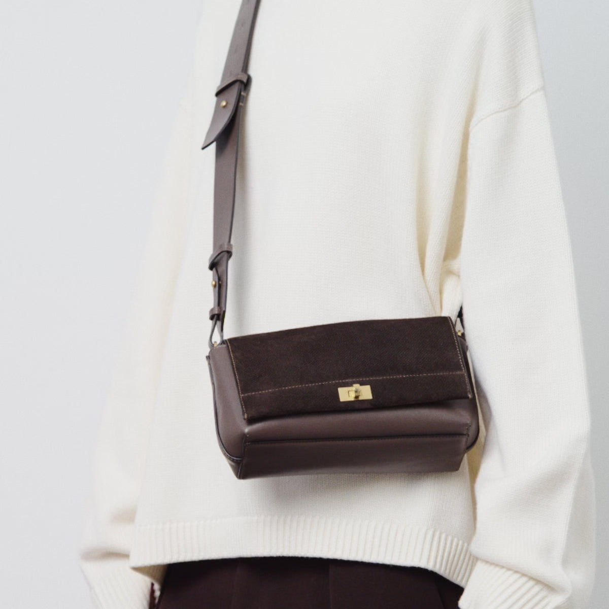 Mortimer Perforated Cross-body -

          
            Smooth Leather in Truffle Brown -
          

          Anya Hindmarch EU
