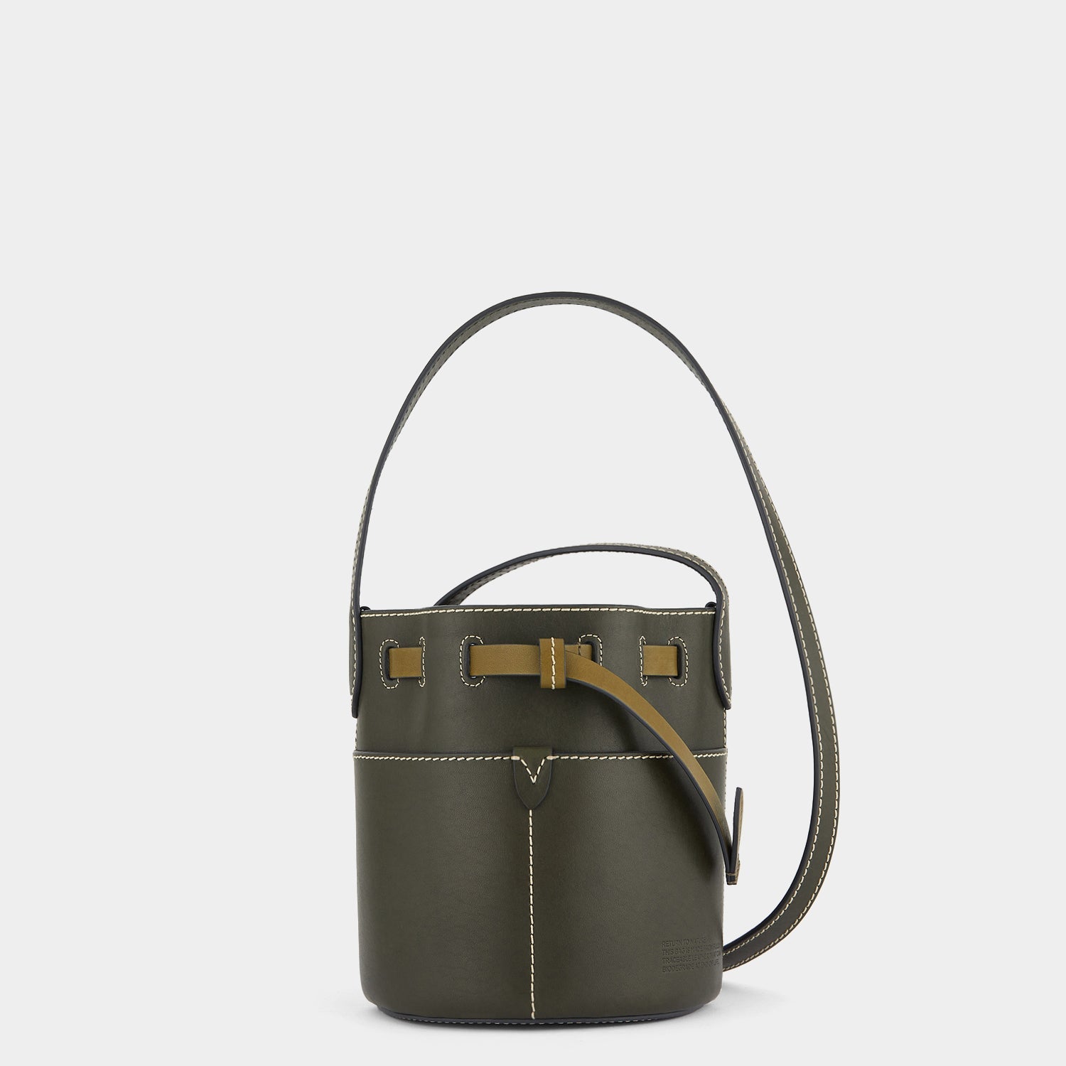 Return to Nature Mini Bucket Bag -

                  
                    Compostable Leather in Dark Olive -
                  

                  Anya Hindmarch EU
