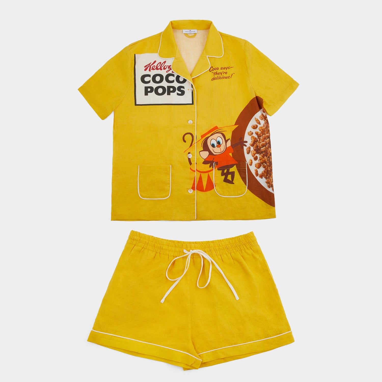 Anya Brands Coco Pops Short Pyjamas -

                  
                    Linen in Yellow -
                  

                  Anya Hindmarch EU
