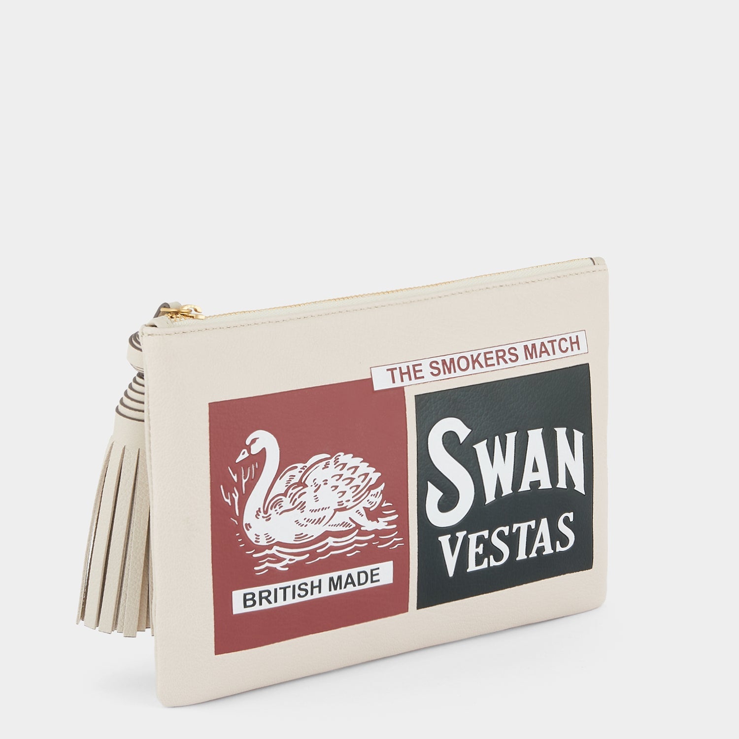 Anya Brands Swan Tassel Clutch -

                  
                    Capra Leather in Chalk -
                  

                  Anya Hindmarch EU
