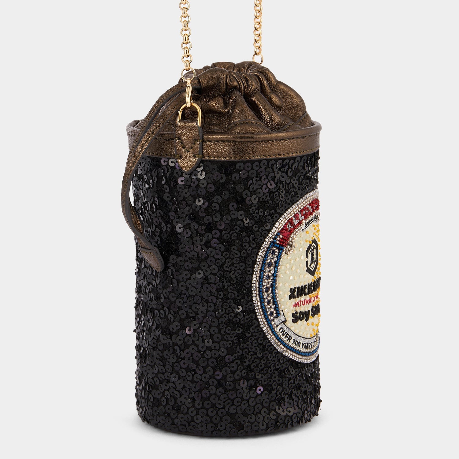 Anya Brands Kikkoman Mini Bucket Bag -

                  
                    Sequins in Black -
                  

                  Anya Hindmarch EU
