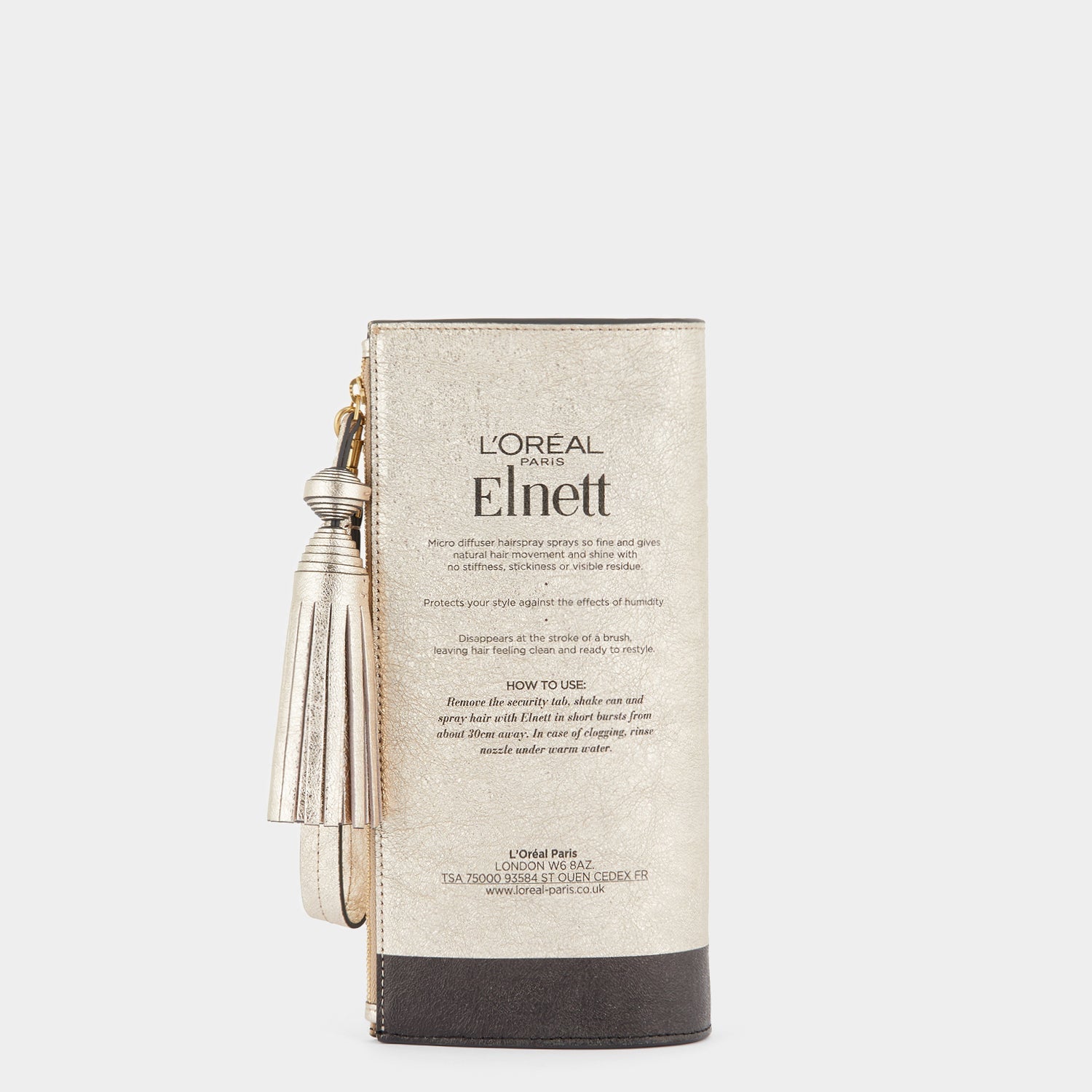 Anya Brands Elnett Tassel Clutch -

                  
                    Crinkled metallic leather in gold -
                  

                  Anya Hindmarch EU
