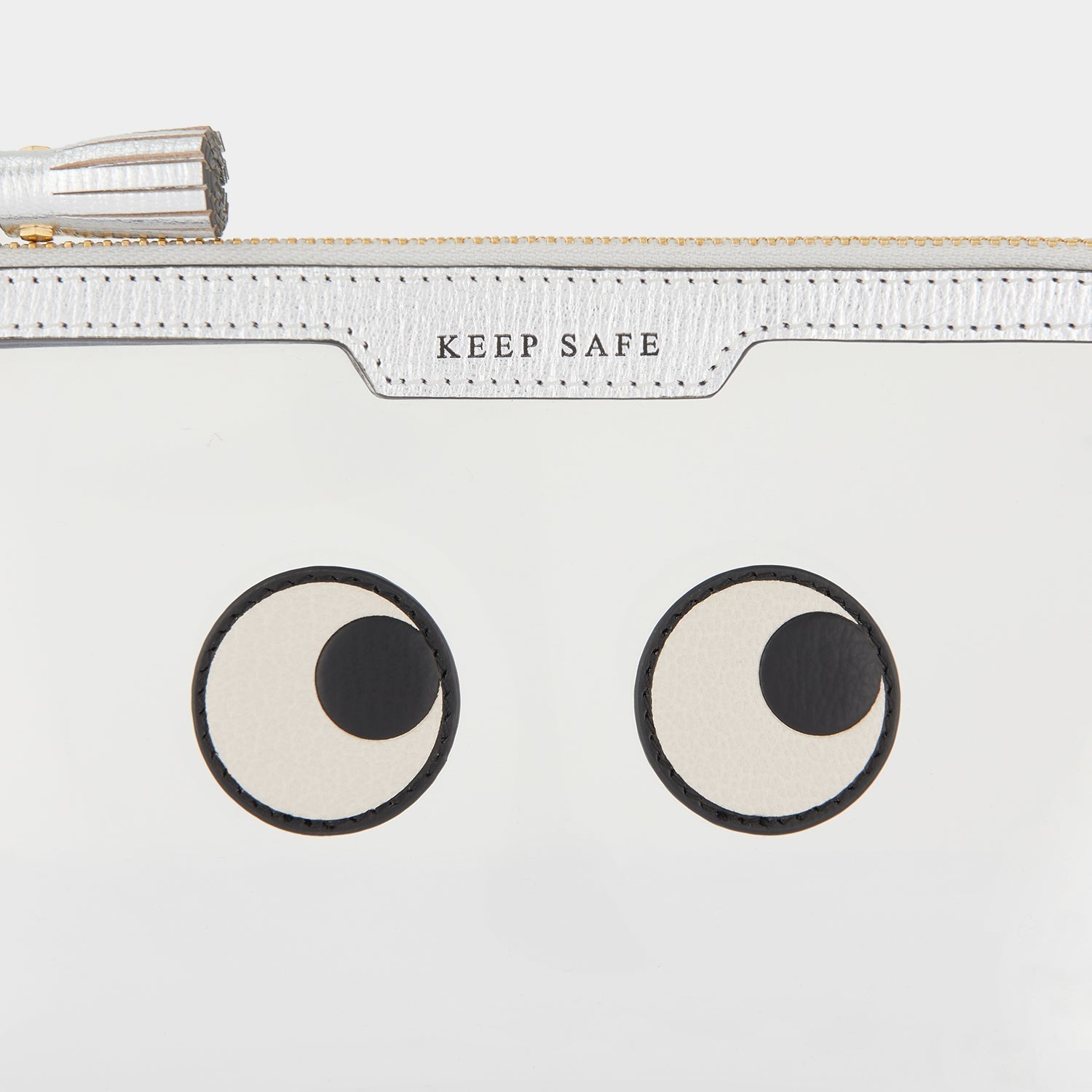 Eyes Keep Safe Pouch -

                  
                    Capra Leather in Silver Metallic -
                  

                  Anya Hindmarch EU
