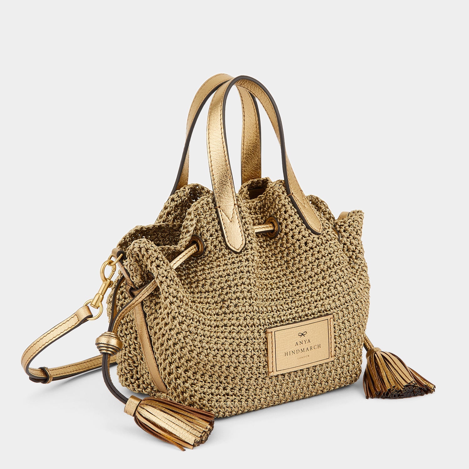 Lurex Drawstring Small Tote -

                  
                    Leather in Gold -
                  

                  Anya Hindmarch EU
